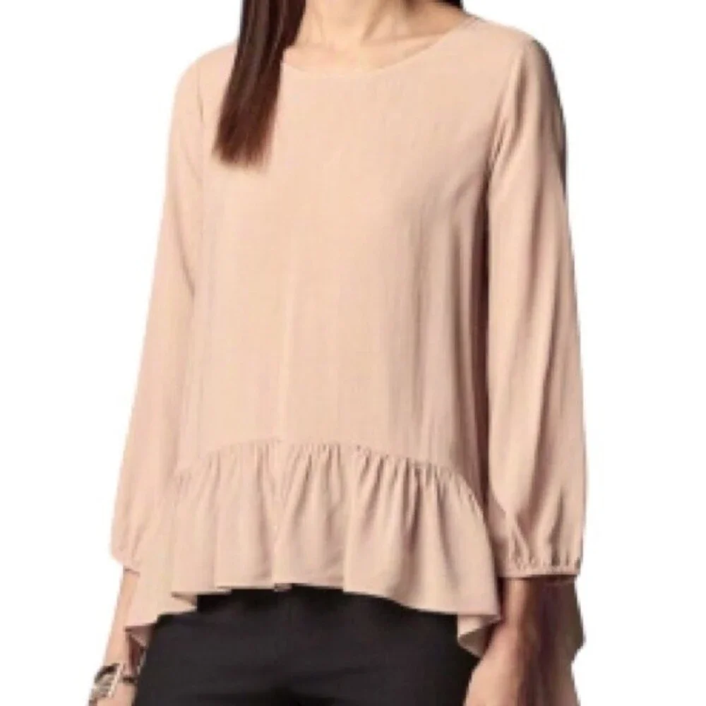 SIMPLY VERA Ruffle Trim Pink Women's Blouse Relaxed Fit Lightweight Medium NWOT!